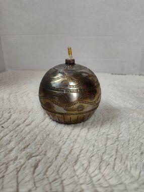 Rare West Elm Tarnish Metal Ball Oil Lamp New Unused Vintage